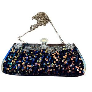 Evening clutch  Bag Sequin Blue copper